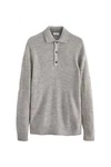 Next Polokragenpullover Relaxed Fit Langarm Polo-Shirt Grau/Hellgrau