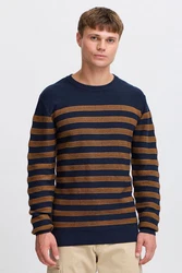 Indicode Strickpullover IDPanloop Hellblau/Dunkelblau/Blau/Orange