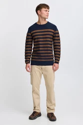 Indicode Strickpullover IDPanloop Hellblau/Dunkelblau/Blau/Orange