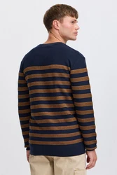 Indicode Strickpullover IDPanloop Hellblau/Dunkelblau/Blau/Orange
