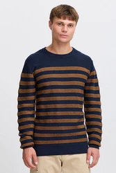 Indicode Strickpullover IDPanloop Hellblau/Dunkelblau/Blau/Orange