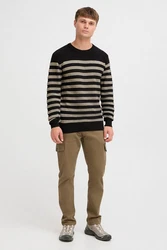 Indicode Strickpullover IDPanloop Dunkelblau/Schwarz/Beige/Gelb