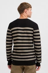 Indicode Strickpullover IDPanloop Dunkelblau/Schwarz/Beige/Gelb