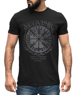 Neverless Herren T-Shirt Vegvisir Runenkompass Schwarz/Hellgrau/Dunkelgrau/Grün/Lila