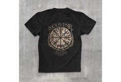 Neverless Herren T-Shirt Vegvisir Runenkompass Schwarz/Beige/Lila