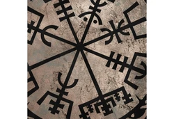 Neverless Herren T-Shirt Vegvisir Runenkompass Schwarz/Beige/Lila