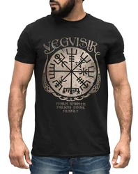Neverless Herren T-Shirt Vegvisir Runenkompass Schwarz/Beige/Lila