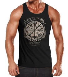Neverless Tanktop Herren Vegvisir Runenkompass Mythologie Schwarz/Blau/Rot