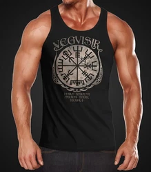Neverless Tanktop Herren Vegvisir Runenkompass Mythologie Schwarz/Blau/Rot