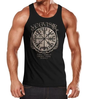 Neverless Tanktop Herren Vegvisir Runenkompass Mythologie Schwarz/Blau/Rot