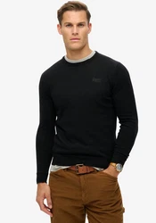 Superdry Rundhalspullover ESSENTIAL SLIM FIT CREW JUMPER Schwarz