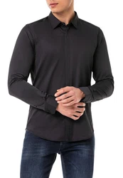 RedBridge Businesshemd Klassischer Stil Elegant Dunkelblau/Schwarz