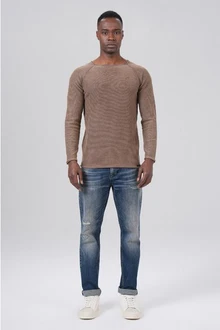 Miracle of Denim Strickpullover Men Pullover Beige/Khaki/Braun/Schwarz
