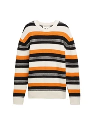 TOM TAILOR Denim Strickpullover Orange/Mischfarben/Creme/Schwarz/Gelb/Beige