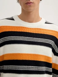 TOM TAILOR Denim Strickpullover Orange/Mischfarben/Creme/Schwarz/Gelb/Beige