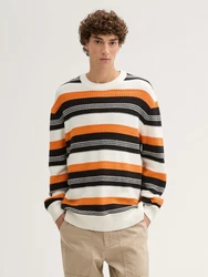 TOM TAILOR Denim Strickpullover Orange/Mischfarben/Creme/Schwarz/Gelb/Beige
