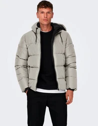 ONLY & SONS Steppjacke ONSMARLON LIFE HOOD PUFFER JACKET Beige/Grau/Khaki/Hellgrau
