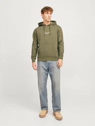 JACK & JONES Sweatshirt Hoodie JORVesterbro khaki/weiß