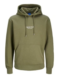 JACK & JONES Sweatshirt Hoodie JORVesterbro khaki/weiß