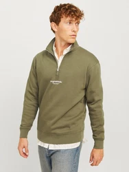 Jack & Jones Sweatshirt JORVESTERBRO SWEAT QUARTER ZIP HN NOOS oliv / offwhite