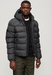 Superdry Steppjacke HOODED TWEED SPORTS PUFFER JKT grau