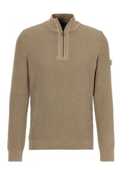 Joop Jeans Strickpullover Henrio mit Reißverschluss Braun/Khaki/Beige