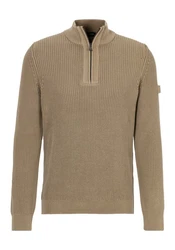 Joop Jeans Strickpullover Henrio mit Reißverschluss Braun/Khaki/Beige