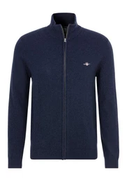 Strickjacke EXTRAFINE LAMBSWOOL ZIP CARDIGAN mit Logostickerei