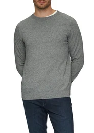 Strickpullover mit Rundhals und in melierter Optik