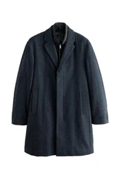 Steppmantel Wattierter Mantel aus Wollgemisch mit Mock-Gilet (1-tlg)