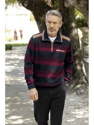 Babista Sweatshirt RAVINO mit Troyerkragen Dunkelrot/Bordeaux/Rot/Dunkelblau