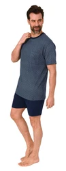 Normann Pyjama Schlafanzug kurz Shorty Dunkelblau/Grau/Blau/Hellblau
