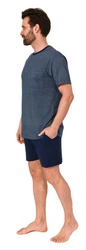 Normann Pyjama Schlafanzug kurz Shorty Dunkelblau/Grau/Blau/Hellblau