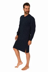 Normann Pyjama Herren langarm Nachthemd Dunkelblau/Blau/Hellblau/Lila