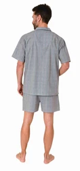 Normann Pyjama Herren Schlafanzug Shorty Grau/Blau