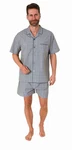 Normann Pyjama Herren Schlafanzug Shorty Grau/Blau