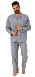 Normann Pyjama durchknöpfbarer Herren Pyjama Grau/Hellgrau