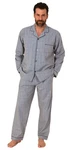 Normann Pyjama durchknöpfbarer Herren Pyjama Grau/Hellgrau