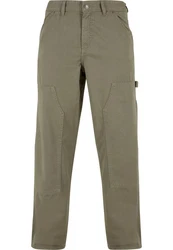 Urban Classics Twill Double Knee Pants Khaki/Dunkelgrün