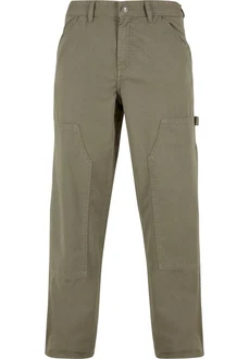 Urban Classics Twill Double Knee Pants Khaki/Dunkelgrün