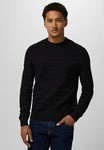 STREET ONE MEN Strickpullover mit Rundhalsausschnitt Schwarz/Dunkelblau