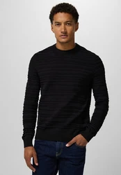 STREET ONE MEN Strickpullover mit Rundhalsausschnitt Schwarz/Dunkelblau