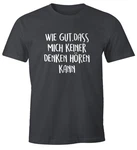 MoonWorks Print-Shirt Herren T-Shirt Spruch wie gut dass mich keiner denken hören kann Lila/Dunkelgrau/Grau/Khaki