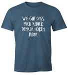 MoonWorks Print-Shirt Herren T-Shirt Spruch wie gut dass mich keiner denken hören kann Blau/Lila/Dunkelblau