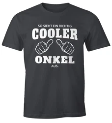 MoonWorks Print-Shirt Herren T-Shirt So sieht ein richtig ein richtig cooler aus mit Print Schwarz/Grau