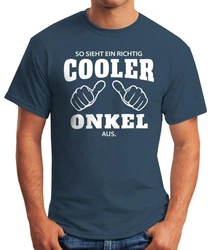 MoonWorks Print-Shirt Herren T-Shirt So sieht ein richtig ein richtig cooler aus mit Print Blau