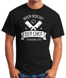 MoonWorks Print-Shirt Herren T-Shirt Koch mit Spruch Hier kocht der Chef persnlich 