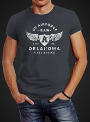 Neverless Print-Shirt Herren T-Shirt Print US Airforce Oklahoma Aviator Vintage-Shirt 