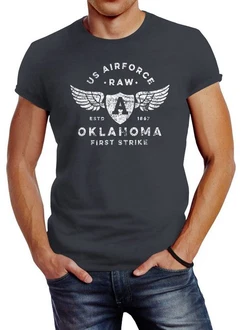 Neverless Print-Shirt Herren T-Shirt Print US Airforce Oklahoma Aviator Vintage-Shirt Neverless Print-Shirt Herren T-Shirt Print US Airforce Oklahoma Aviator Vintage-Shirt