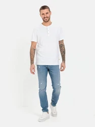 camel active Henleyshirt Weiß/Creme/Grau